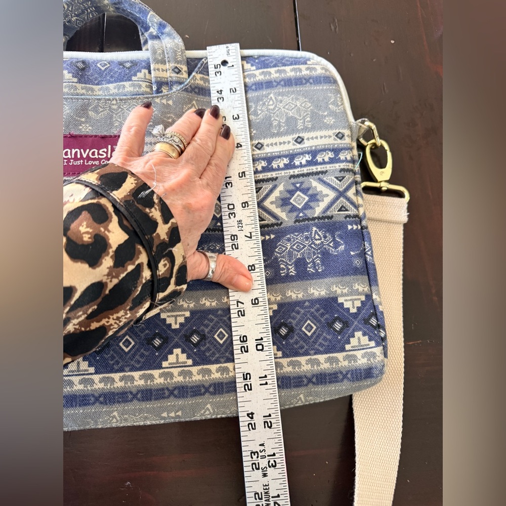 Canvaslove laptop bag
Blue Tribal Print
Crossbody or Briefcase 
Many pockets EUC - Picture 14 of 16